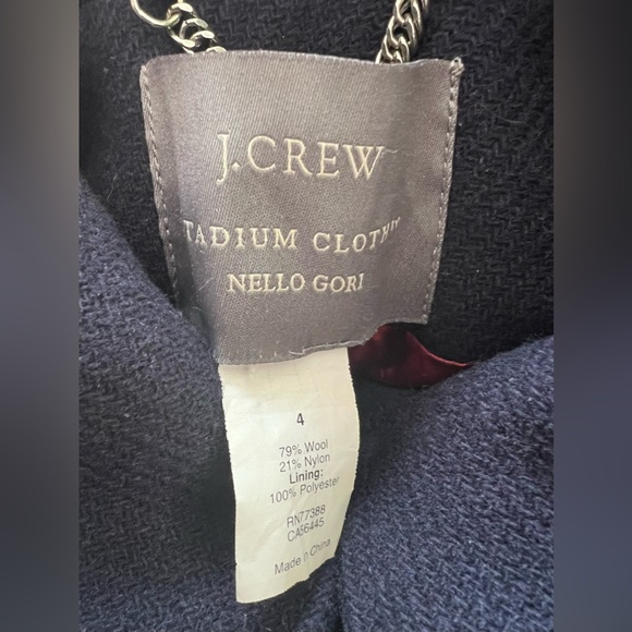 J Crew Nello Gori Coat Sz 4 Navy Blue Jacket Wool Blend Peacoat Preppy Nautical - Picture 10 of 11